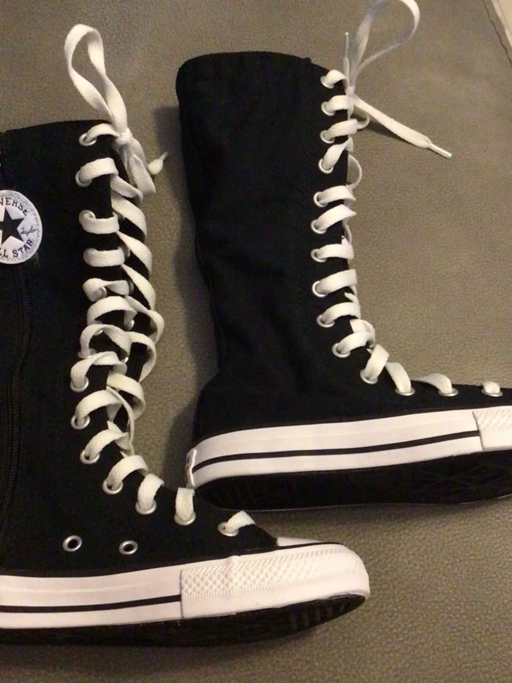Converse Black and White High Top Lace-Up Sneakers